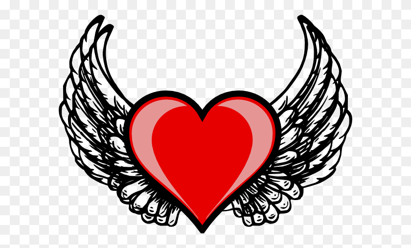 600x447 Клипарт Сердце С Крыльями - Настоящее Сердце Клипарт