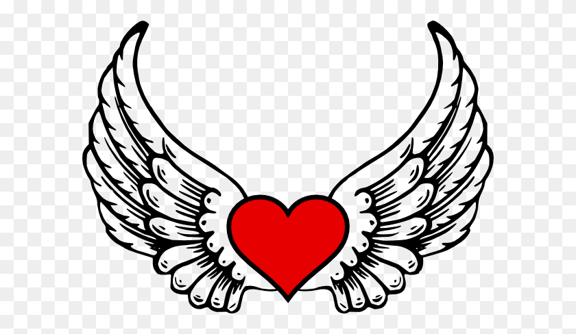600x428 Сердце С Крыльями Группа Клипарт С Предметами - Ангел Гало Клипарт