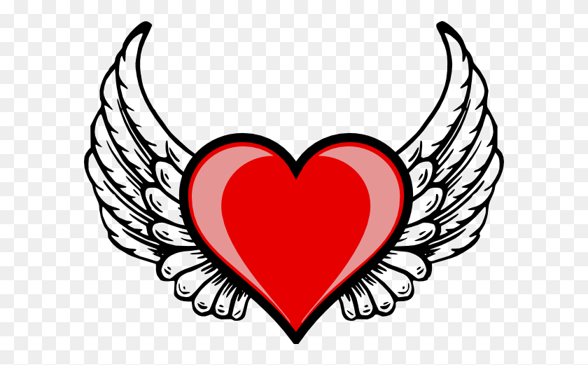600x461 Heart With Wings Clipart Group With Items - Bleeding Heart Clipart