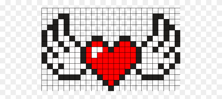 525x315 Heart With Wings Perler Bead Pattern Bead Sprites Simple Fuse - Heart Pattern PNG