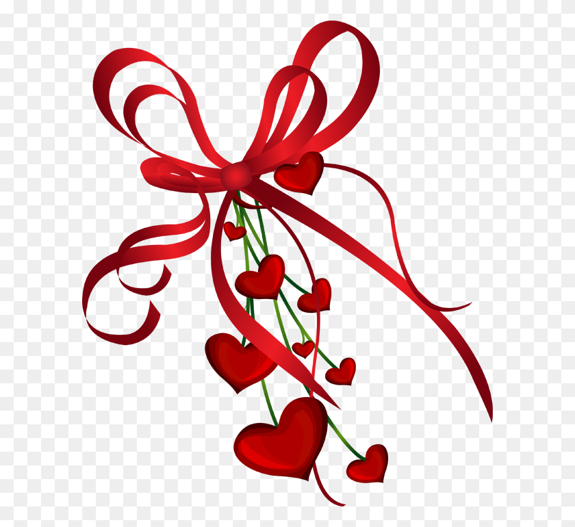 600x710 Hearts Clip Art Of A Valentine Bow And Hearts Hearts - Bleeding Heart Clipart