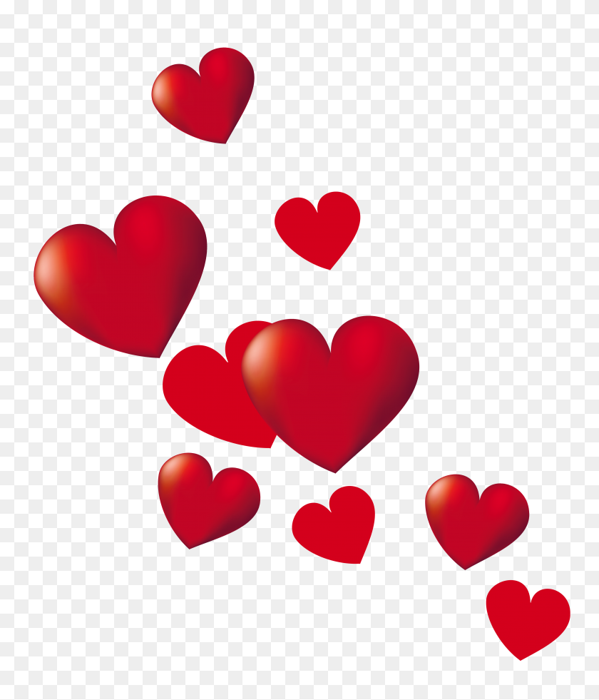 4454x5262 Hearts Clipart Floating Heart - Red Heart Clipart