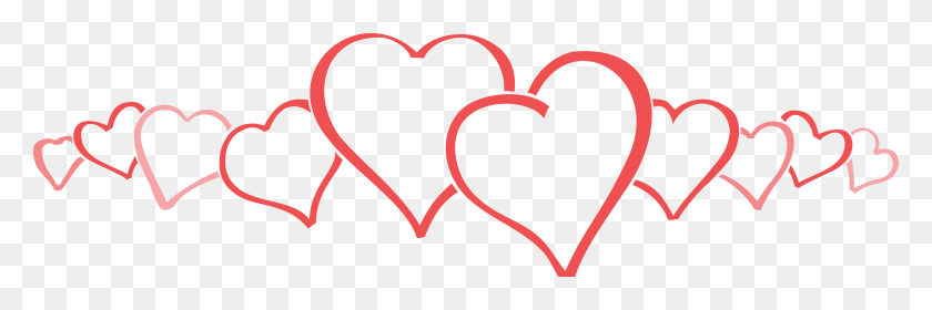 6000x1694 Hearts Clipart Rope - Small Heart PNG