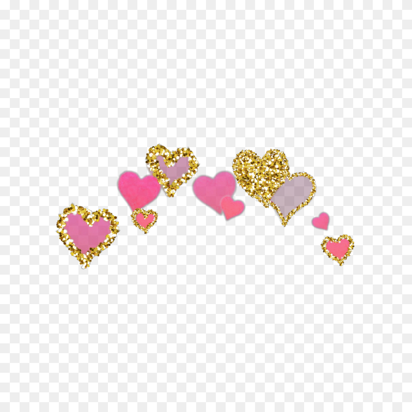 2289x2289 Hearts Heart Golden Gold Glittery Glitter Sparkles Spar - Glitter Overlay PNG