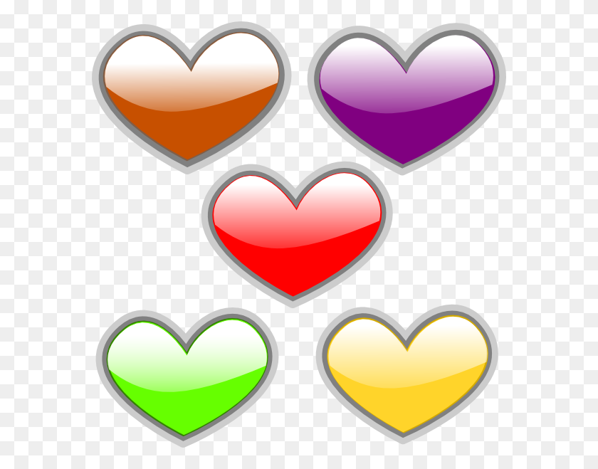 582x599 Hearts Multi Colored Glossy Png, Clip Art For Web - Family Love Clipart