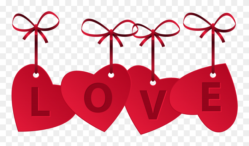 8000x4451 Hearts With Love Decoration Png Clip Art Gallery - Valentine Clip Art