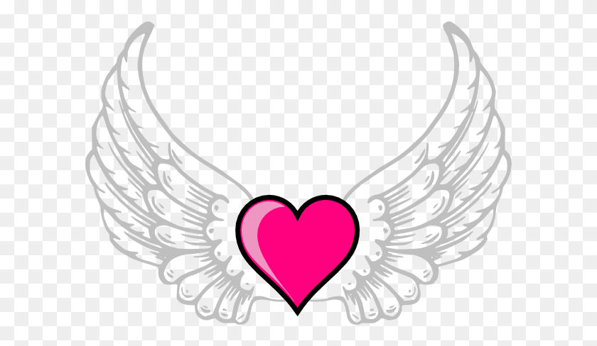 600x428 Сердечки С Крыльями, Крылья И Розовое Сердце Картинки - Деревянные Блоки Клипарт