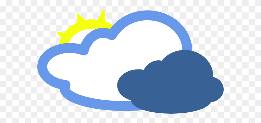 600x335 Heavy Clouds And Sun Weather Symbol Clip Art - Cloudy Day Clipart