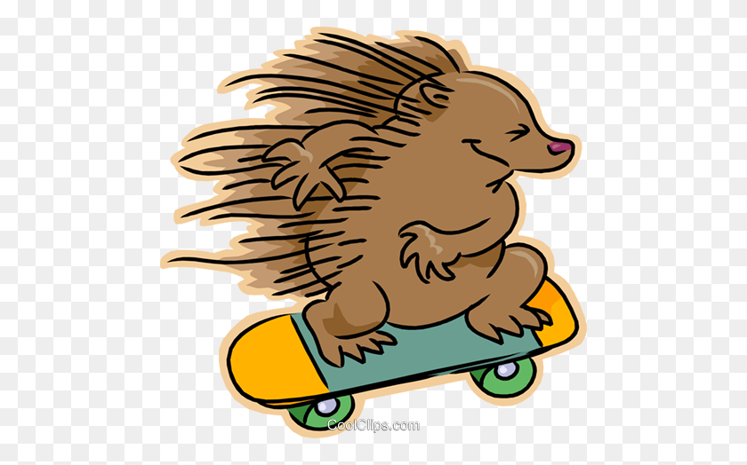 480x464 Hedgehog Riding A Skateboard Royalty Free Vector Clip Art - Hedgehog Clipart