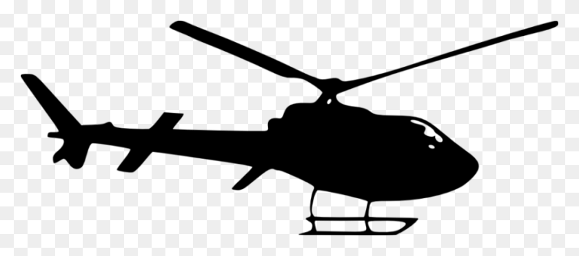 850x340 Helicóptero Vista Lateral Silueta Png - Helicóptero Png