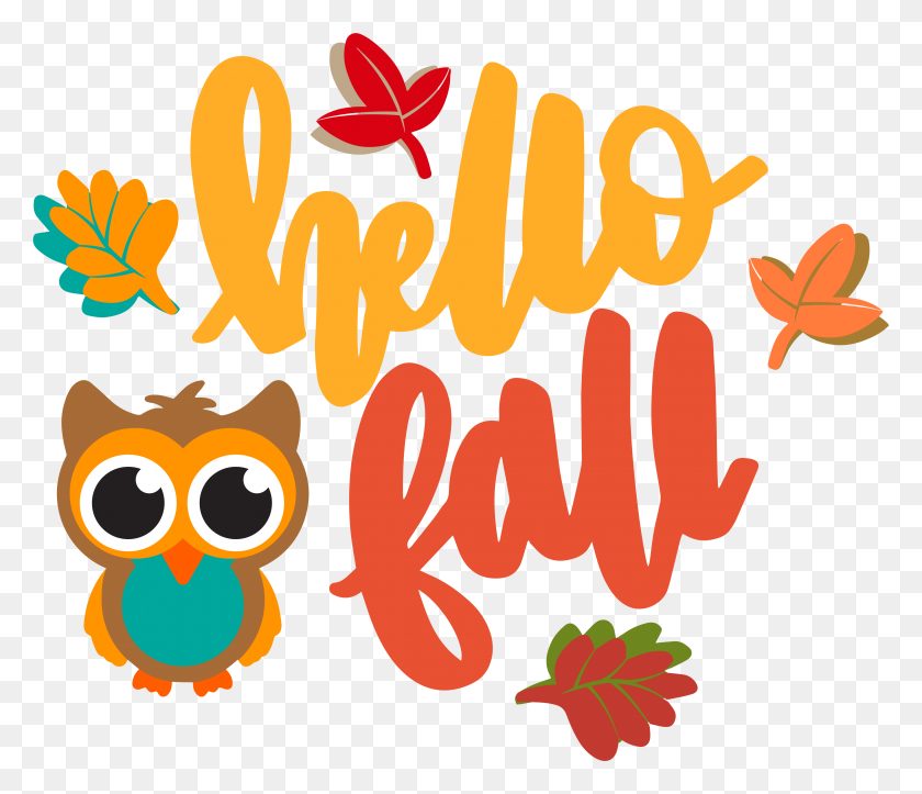 4218x3587 Hello Fall Owl - Fall Owl Clip Art