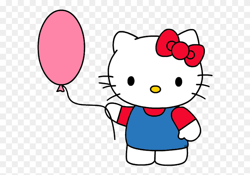 591x526 Hello Kitty Holding Balloon - Hello Kitty Clipart
