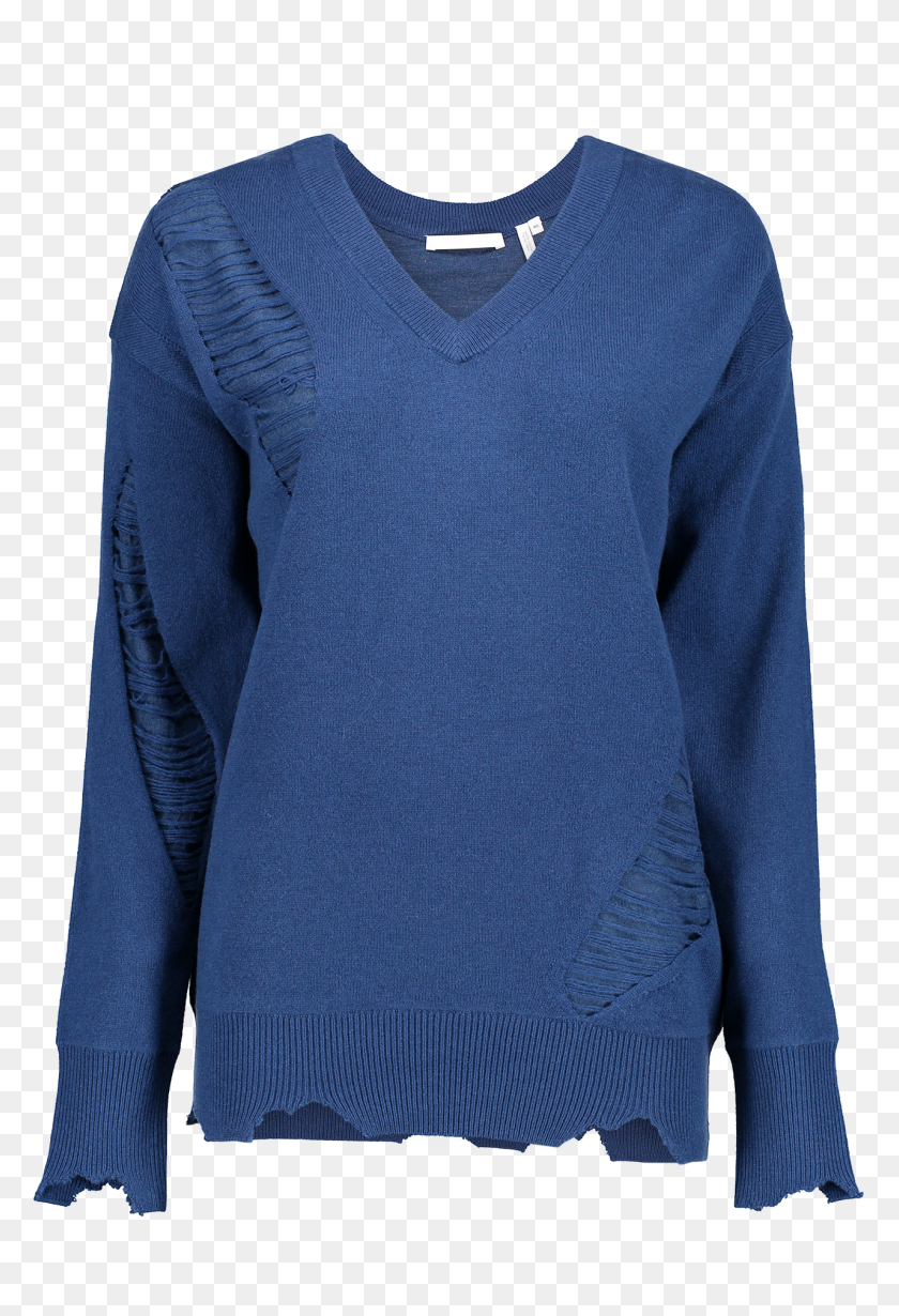 1280x1920 Helmut Lang Distressed Wide V Neck Sweater In Wave A K Rikk - Distressed PNG