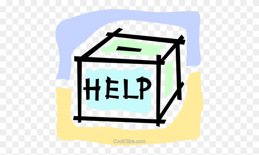 480x444 Help Box Royalty Free Vector Clip Art Illustration - Donation Box Clipart