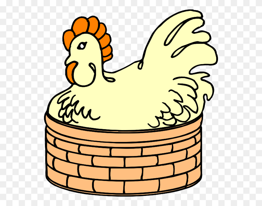 558x599 Hen In Basket Clip Art - Hen Clipart