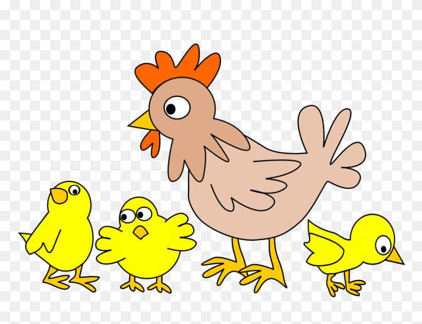 900x675 Hen With Three Chicken Png Clip Arts For Web - Chicken Clipart PNG