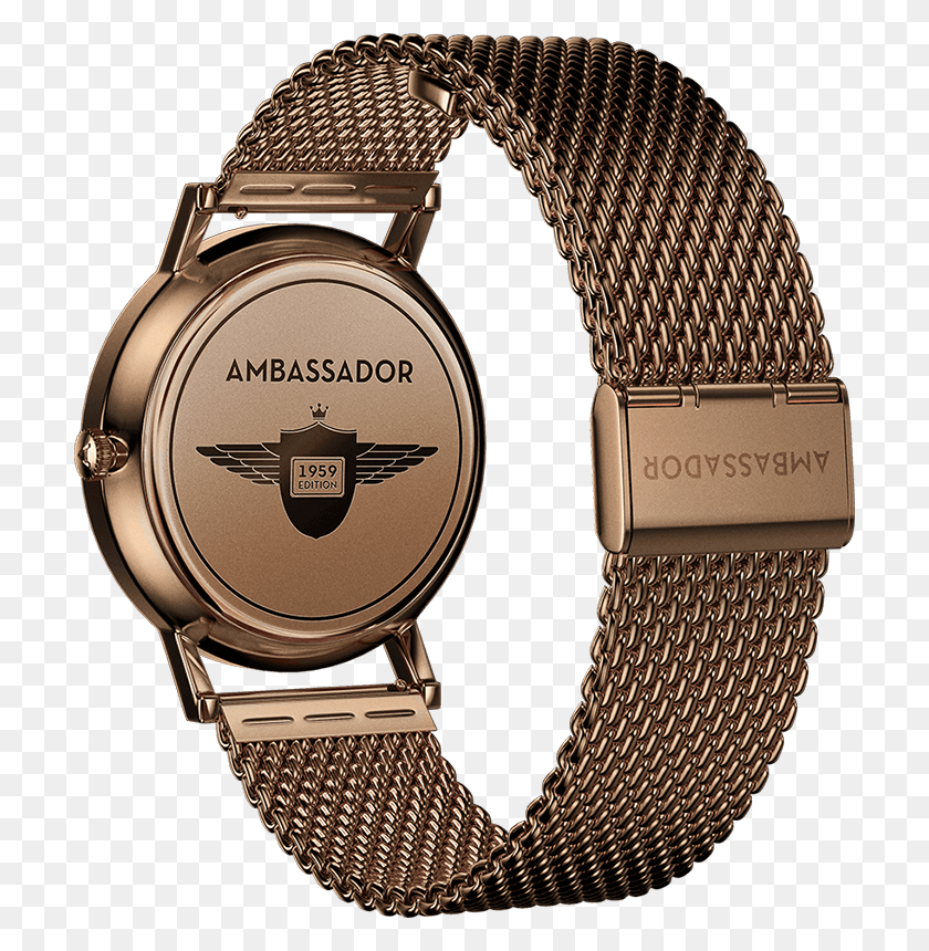 706x800 Heritage Mesh Strap - Gold Watch PNG