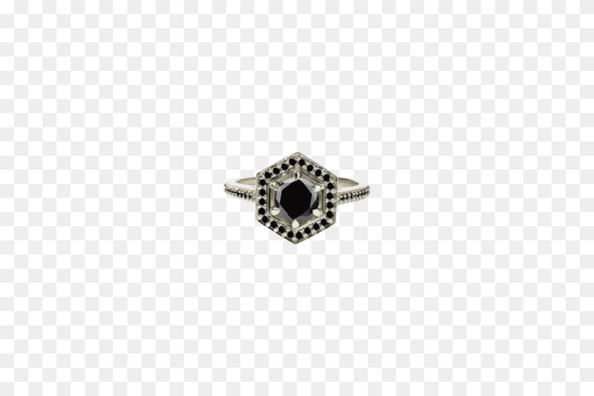 500x500 Шестигранное Кольцо С Черным Бриллиантом Meadowlark Jewellery - Черный Бриллиант Png