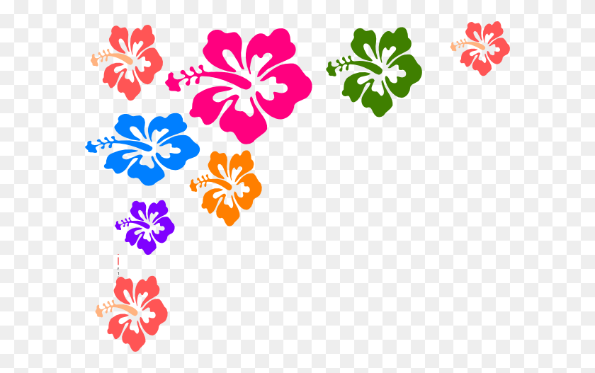 600x467 Hibiscus Clipart Colorful Flower - Colorful Border Clipart