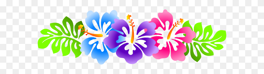 600x176 Hibiscus Line Border Png Cliparts For Web - Line Border Png