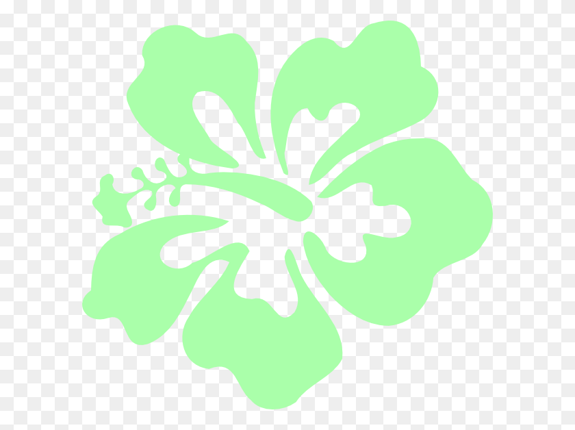 600x568 Гибискус Мятно-Зеленый Png Картинки Для Интернета - Цветок Гибискуса Черно-Белый Клипарт