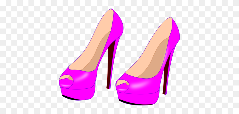 425x340 High Heeled Shoe Black And White Stiletto Heel - Cinderella Slipper Clipart