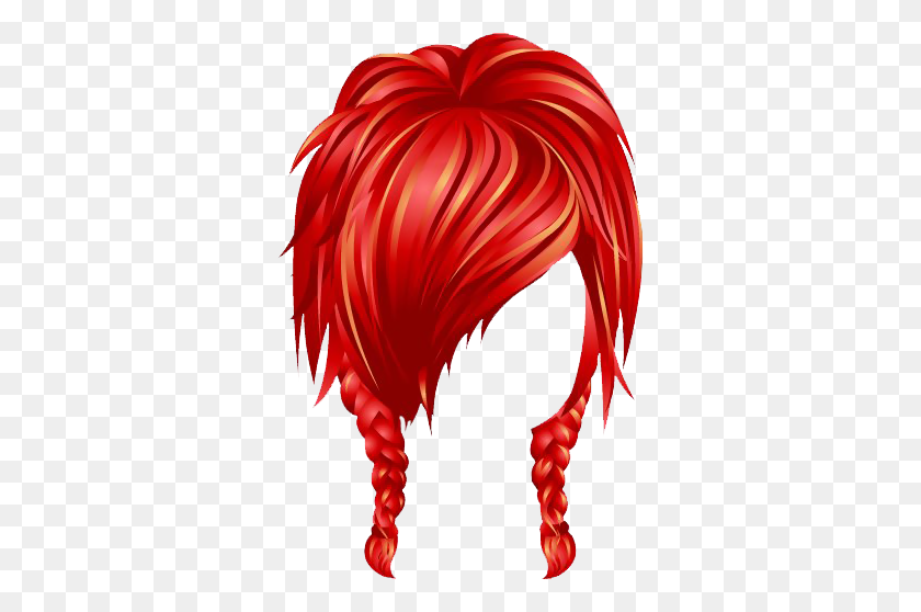 334x498 High School Spiky Pigtails - Red Hair PNG