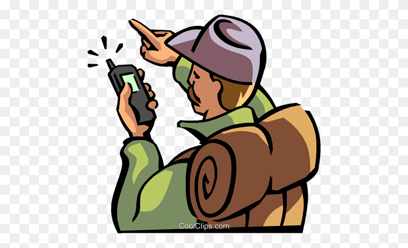 480x450 Hiker Looking - Directions Clipart