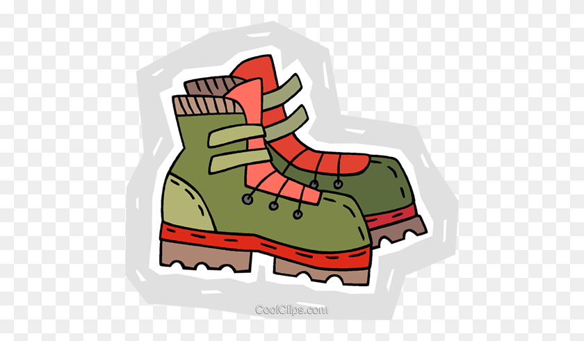 480x431 Hiking Boots Royalty Free Vector Clip Art Illustration - Boot Clipart