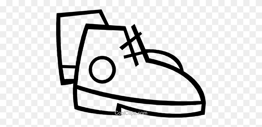 480x347 Hiking Boots Royalty Free Vector Clip Art Illustration - Boot Clipart Black And White