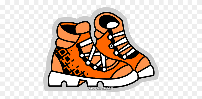 480x353 Hiking Boots Royalty Free Vector Clip Art Illustration - Hiking Boots Clipart