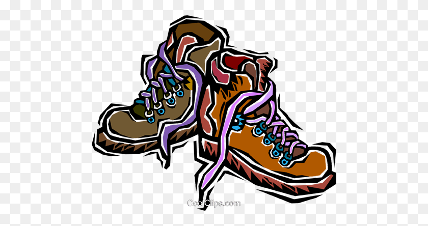 480x384 Hiking Boots Royalty Free Vector Clip Art Illustration - Hiking Boots Clipart