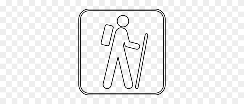 300x300 Hiking Sign Outline Clip Art - Hiking Clipart