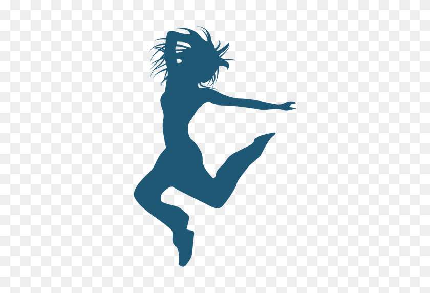 512x512 Hip Hop Dancer Woman Jumping Silhouette - Hip Hop Dance PNG