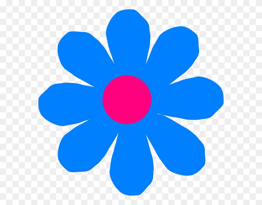 594x597 Хиппи Клипарт Синий Цветок - Хиппи Клипарт Черный И Белый