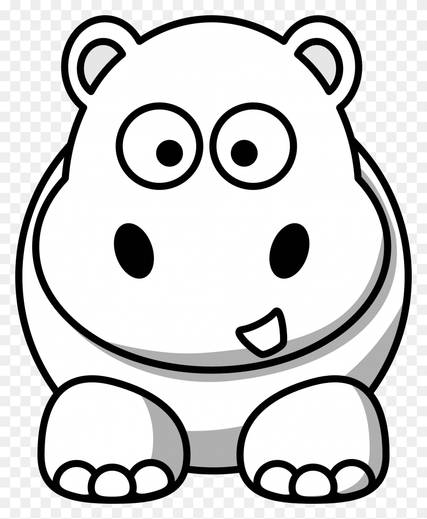 1979x2443 Hippo Clipart Black And White - Free Hairstyle Clipart