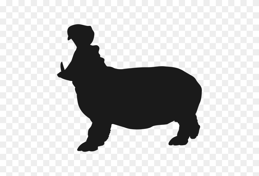 512x512 Hippo Clipart Silhouette - Hippopotamus Clipart Black And White