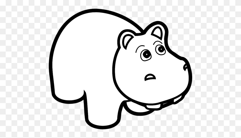 500x422 Hippo Line Art Vector Drawing - Hippo Clipart Black And White