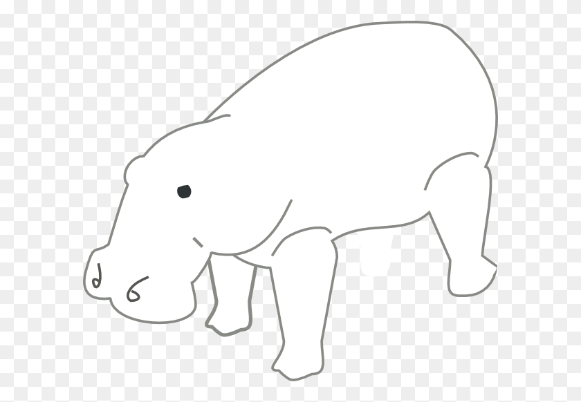 600x522 Hippo Outline Animal Clip Art - Hippo Clipart Black And White