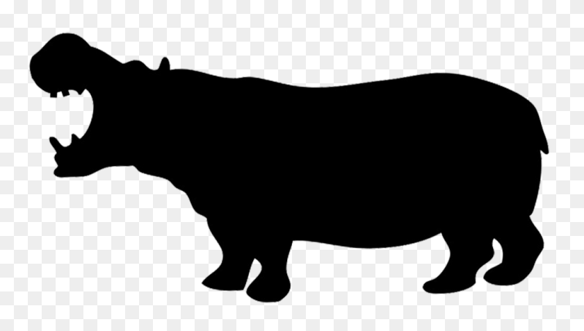 1004x538 Hippopotamus Silhouette Decal Clip Art - Hippo PNG