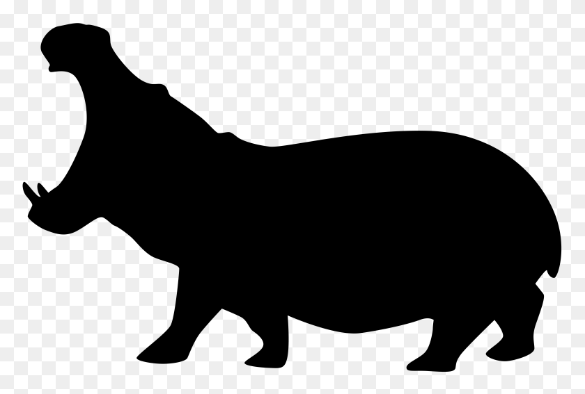 8000x5201 Hippopotamus Silhouette Png Clip Art - Kids Silhouette PNG