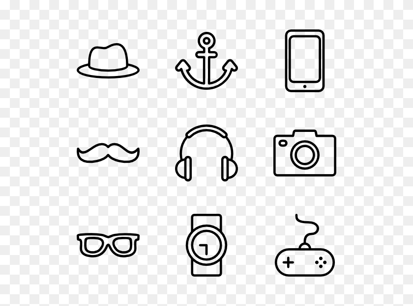 600x564 Paquetes De Iconos Hipster - Hipster Png