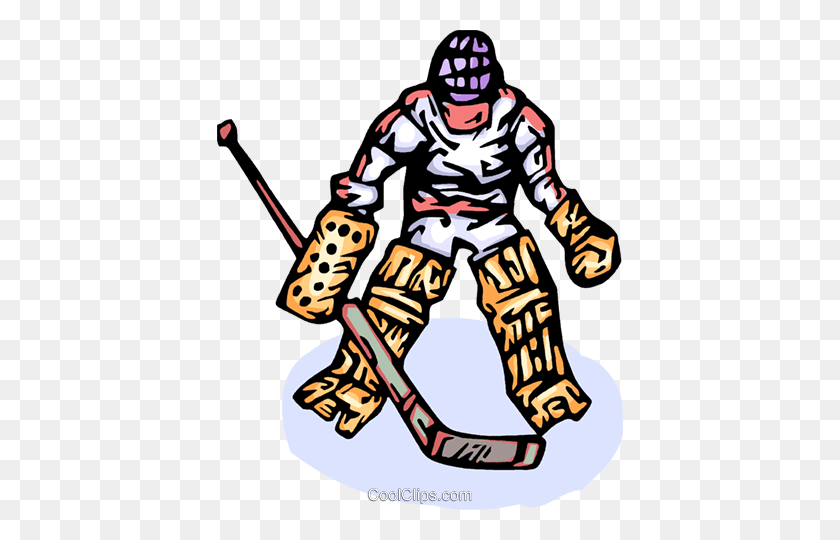 406x480 Hockey Goalie Royalty Free Vector Clip Art Illustration - Goalie Clipart