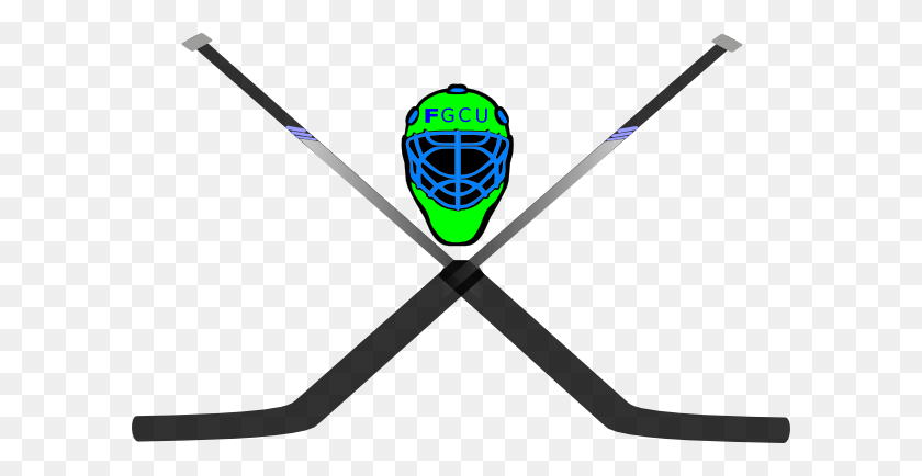 600x374 Hockey Mask Crossed Sticks Clip Art - Goalie Clipart