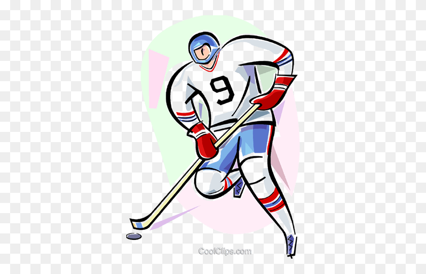 342x480 Hockey Player Royalty Free Vector Clip Art Illustration - Hockey Clipart Free
