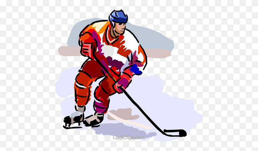 480x432 Hockey Player Royalty Free Vector Clip Art Illustration - Hockey Clipart Free