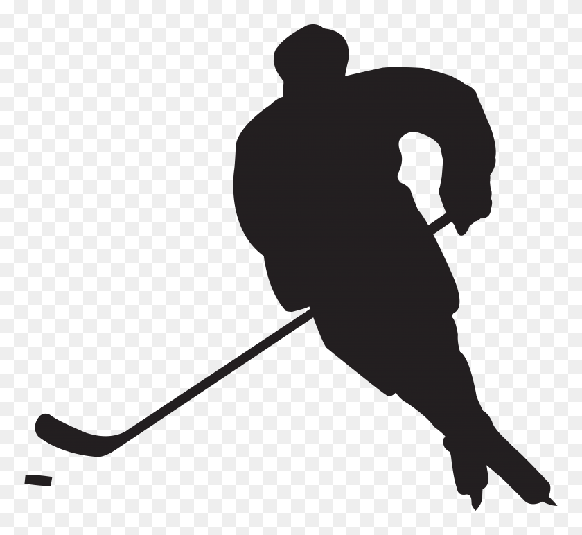 8000x7307 Hockey Player Silhouette Png Clip - Hockey Clipart