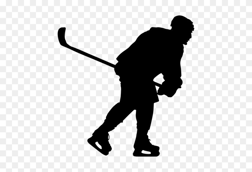 512x512 Hockey Player Skating Silhouette - Hockey Player PNG