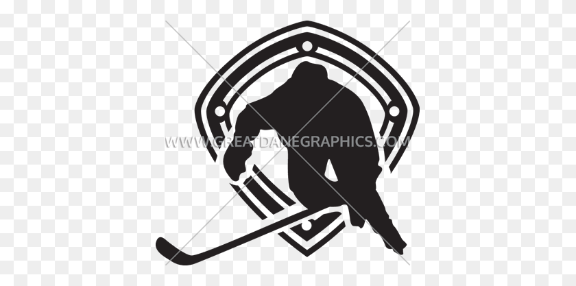 385x357 Hockey Player With Rink Production Ready Artwork For T Shirt - Hockey Rink Clipart