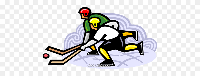 480x260 Hockey Players Chasing The Puck Royalty Free Vector Clip Art - Hockey Puck Clipart